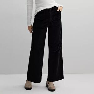 Sonoma Corduroy Wide Leg Pants Womens 14 Pitch Black Stretch NEW
